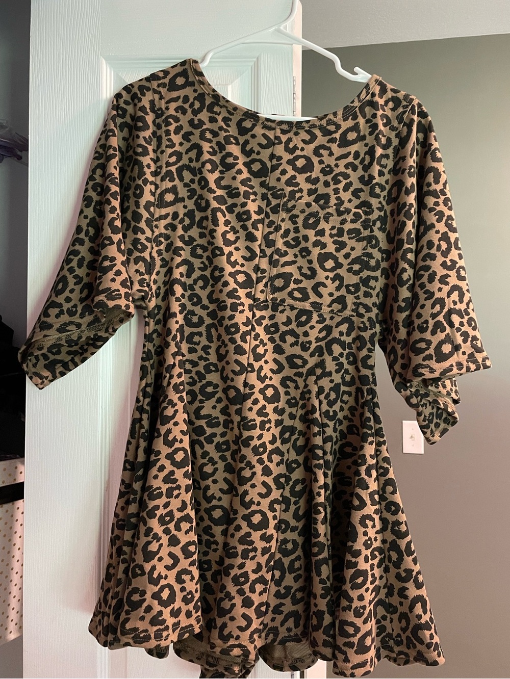Stylish Leopard Print sweatshirt romper- Brown and Black